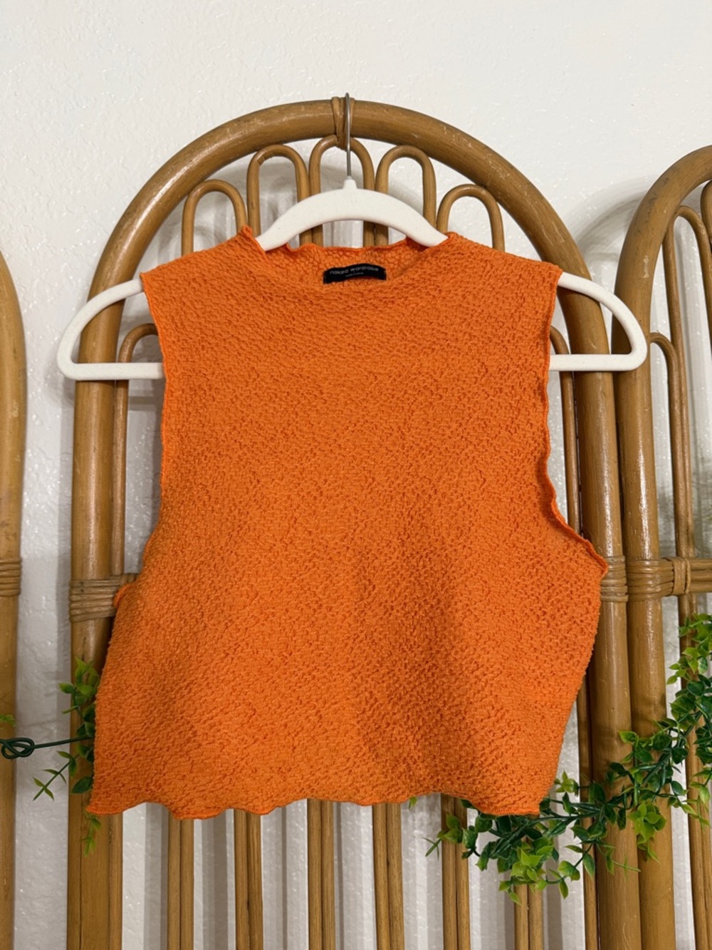 NAKED WARDROBE Textured Orange Sleeveless Knit Top